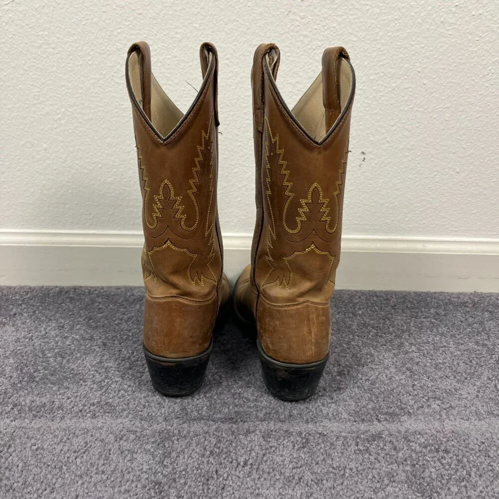 Old West | Kids Tan Brown Corona Calf Leather Boots, size 4.5
